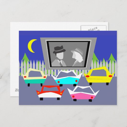 小さな町のドライブイン映画はがき ポストカード (正面/裏面)