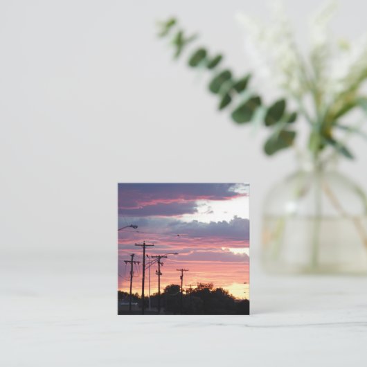 小さな町の夕日 スクエア名刺 (スタンド正面)
