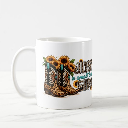 小さな町の女の子のブーツパーソナライズされた コーヒーマグカップ (左)