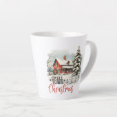 小さな町の農場のヴィンテージの居心地の良いクリスマスシーン カフェラテマグ (右アングル)