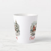 小さな町の農場のヴィンテージの居心地の良いクリスマスシーン カフェラテマグ (正面)