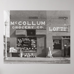 小さな町の食料品店、1935年。ヴィンテージ写真 ポスター