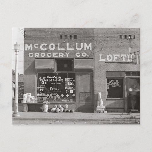 小さな町の食料品店， 1935 ポストカード (正面)