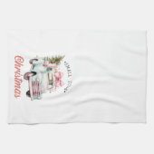 小さな町クリスマスピンクのトラッククリスマス キッチンタオル (横)