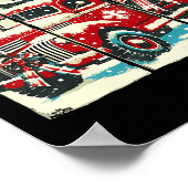 小さな町クリスマスレッドトラッククリスマスツリーVint ポスター (角)