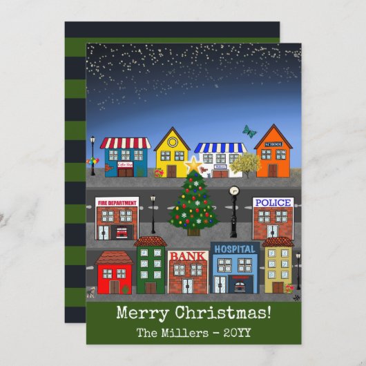 小さな町 | メリークリスマス シーズンカード (正面/裏面)