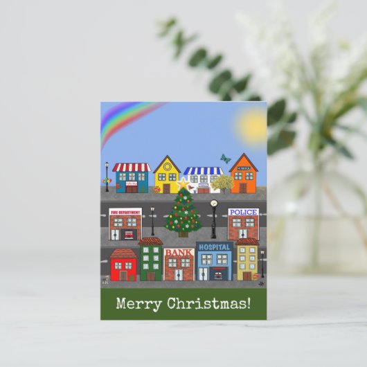 小さな町 | メリークリスマス ポストカード (スタンド正面)