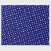 小さな白いいかり青のパターン ラッピングペーパー (フラット)