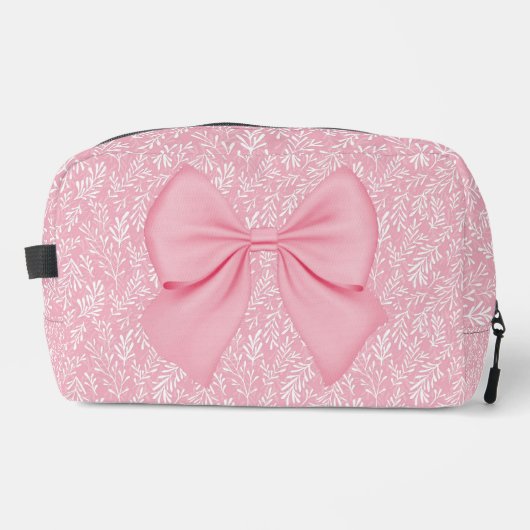 小さな白いとピンク離れのボウ付きパステルピンク ドップキット (正面)