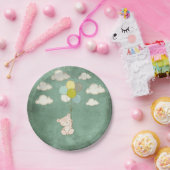 小さな白いクマと風船と雲 ペーパープレート (パーティー)