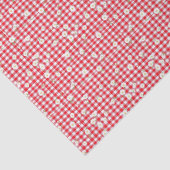 小さな白いデイジーの赤いギンガム 薄葉紙 (詳細)