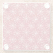 小さな白いハロウィーンのクモの巣が並んでいる赤 ガラスコースター (裏面)