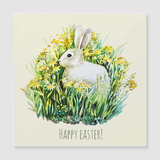 小さな白いバニーと花 (正面)