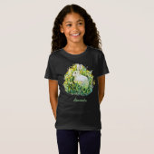 小さな白いバニーと花 Tシャツ (正面フル)