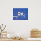 小さな白いフクロウ2枚のポスター ポスター (キッチン)