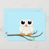小さな白いフクロウ – 空白の ポストカード (正面/裏面)