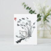 小さな白いマウス ポストカード (スタンド正面)