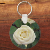 小さな白いローズキーチェーン キーホルダー (正面)