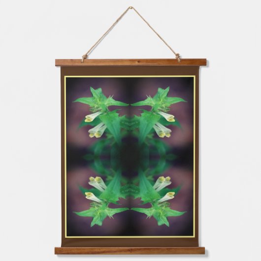 小さな白いワイルドフラワークローズアップ抽象芸術 吊り下げ型タペストリー (正面)