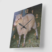 小さな白い子羊 スクエア壁時計 (傾斜)