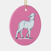 小さな白い子羊 セラミックオーナメント (右)