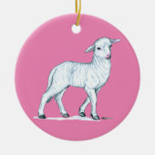 小さな白い子羊 セラミックオーナメント (正面)