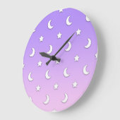 小さな白い星と月のパターン ラージ壁時計 (傾斜)