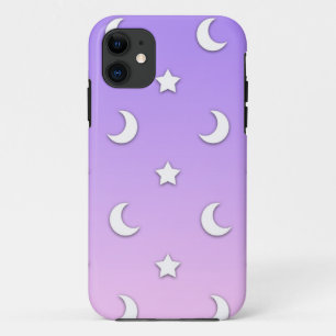 小さな白い星と月のパターン iPhone 11 ケース