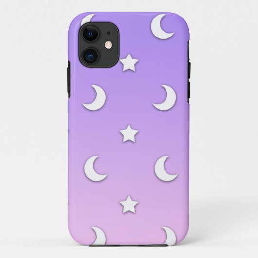 小さな白い星と月のパターン Case-Mate iPhoneケース (裏面)