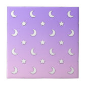 小さな白い星と月の模様 タイル (正面)