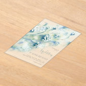 小さな白い結婚花 アクリル招待状 (レイダウン)