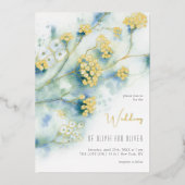 小さな白い結婚花 箔招待状 (正面)