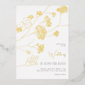 小さな白い結婚花 箔招待状 (正面)