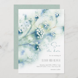 小さな白い花が日付を保存 招待状