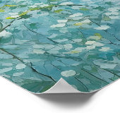 小さな白い花と絡み合った枝 ポスター (角)