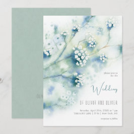 小さな白い花のウェディング 招待状