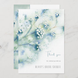 小さな白い花のブライダルシャワーサンキューカード 招待状