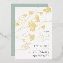 小さな白い花のリハーサルディナー 箔招待状