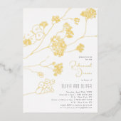 小さな白い花のリハーサルディナー 箔招待状 (正面)