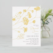 小さな白い花のリハーサルディナー 箔招待状 (立ち正面)