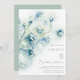 小さな白い花の誕生日　あらゆる年齢 招待状