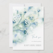 小さな白い花の ブライダルシャワーの感謝カード 招待状 (正面)
