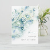 小さな白い花の ブライダルシャワーの感謝カード 招待状 (スタンド正面)