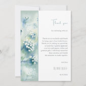 小さな白い花の ブライダルシャワーの感謝カード 招待状 (裏面)