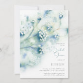 小さな白い花ブライダルシャワー 招待状 (正面)
