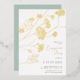 小さな白い花婚約パーティ 箔招待状