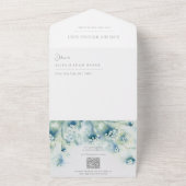 小さな白い花結婚が1つの招待状に オールインワン招待状 (外側)
