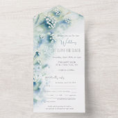小さな白い花結婚が1つの招待状に オールインワン招待状 (内側)