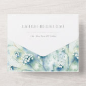 小さな白い花結婚が1つの招待状に オールインワン招待状 (裏面)