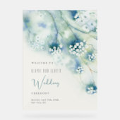 小さな白い花結婚の歓迎 アクリルサイン (正面)